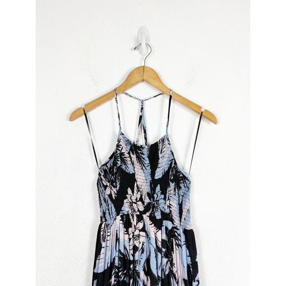 Free People Heat Wave Printed Maxi Slip Dress Large Blue Floral Bohemian - Picture 4 of 13